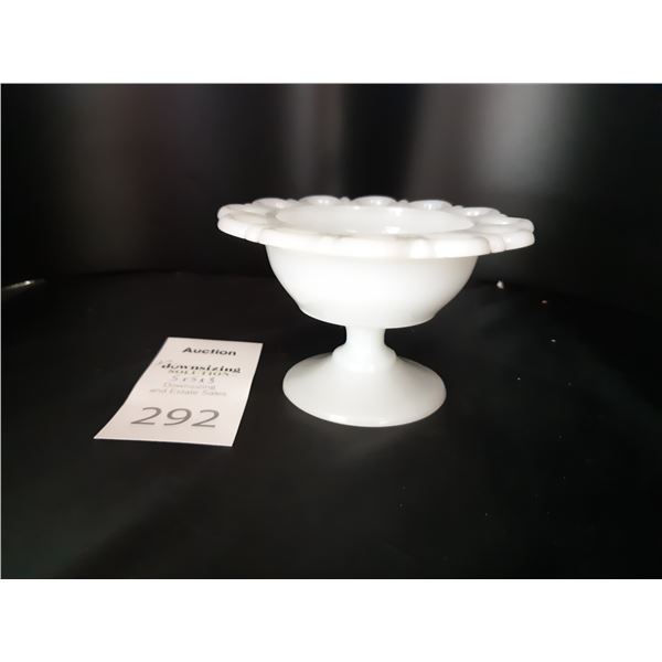 White glass footed dish Cat A