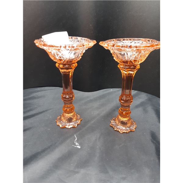 Amber glass candlesticks Cat A