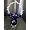 Image 2 : Clear & Blue Glass Basket Dish Cat A