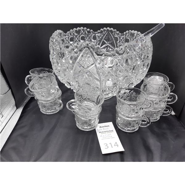 Cut Glass Punch Bowl Cat A