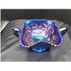 Image 2 : Blue Carnival Glass Dish Cat A
