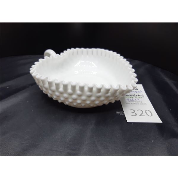 Hobnail white glass dish Cat A