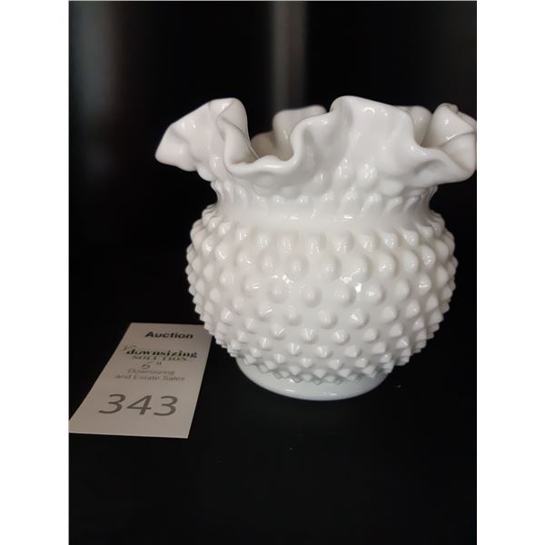 Hobnail Milk Glass Vase Cat A