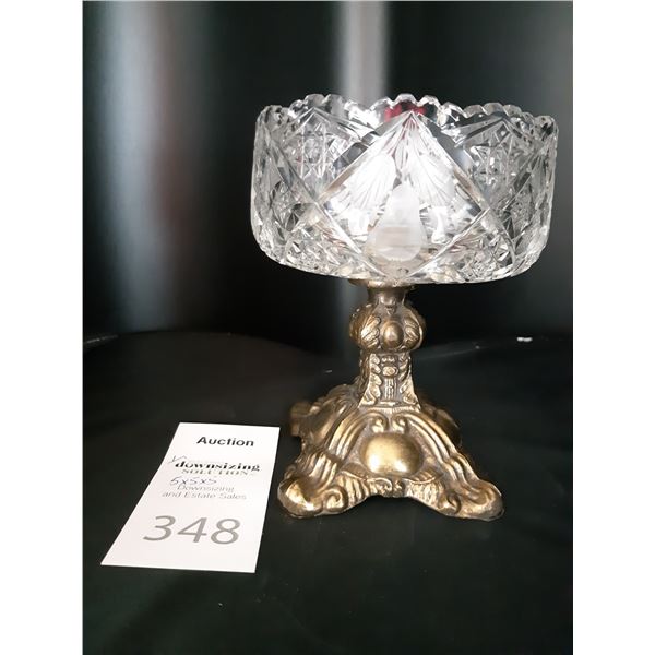 Crystal Bowl on Brass Foot Cat A
