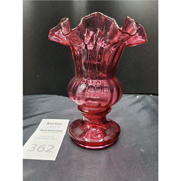 Cranberry Glass Vase Cat B