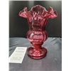 Image 1 : Cranberry Glass Vase Cat B