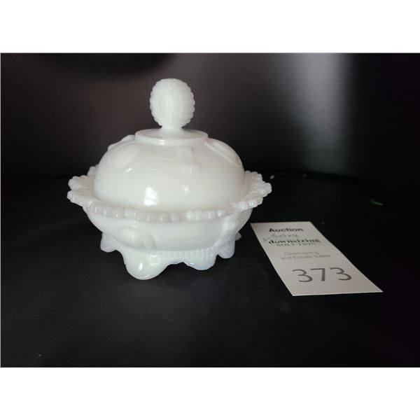 Milk Glass Dish Cat B