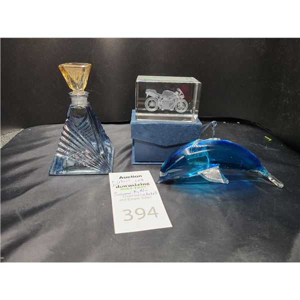 Perfume Bottle & Glass Dolphin Cat B