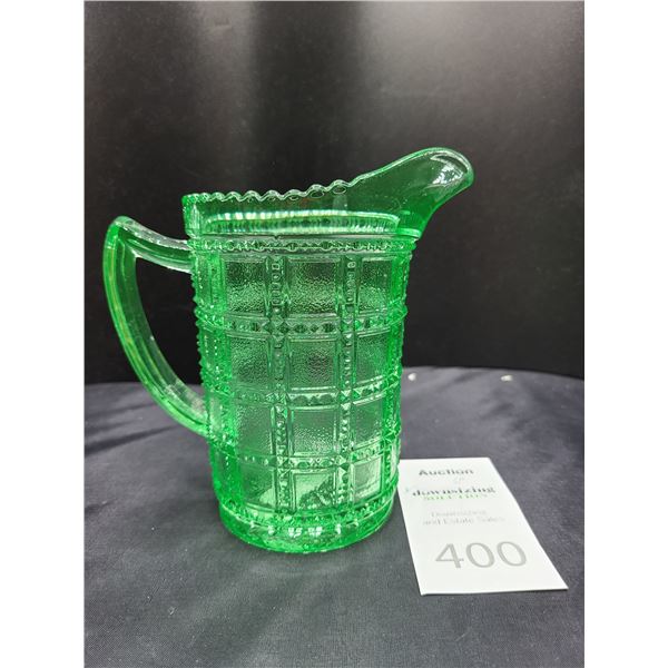 Green Depression Glass Jug Cat B