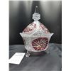 Image 1 : Red and Clear Crystal Dish Cat B