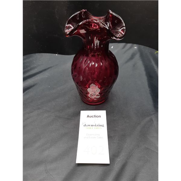 Cranberry Glass Vase Cat B