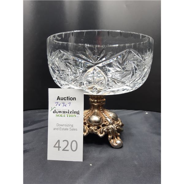 Brass Footed Crystal Bowl Cat B