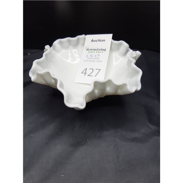 Footed Milk Glass Dish Cat B