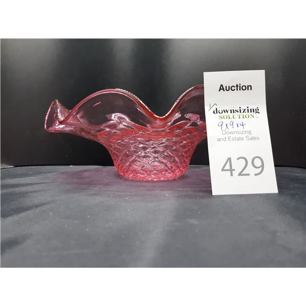 Cranberry Glass Bowl Cat B