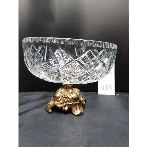 Brass Footed Crystal Bowl Cat B