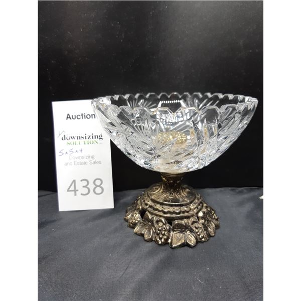 Brass Footed Crystal Bowl Cat B