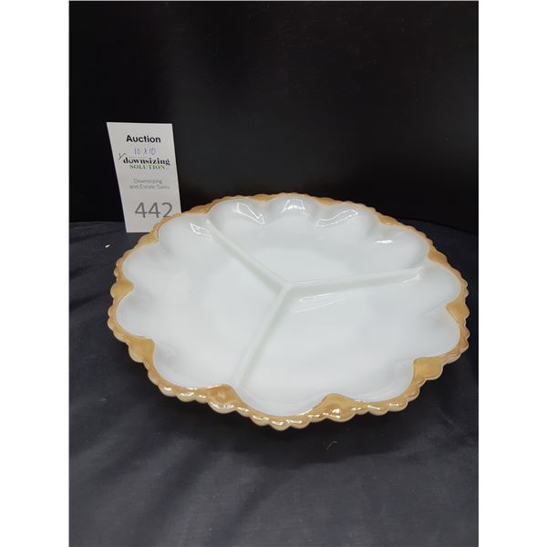 Milkglass Divider Dish Cat B
