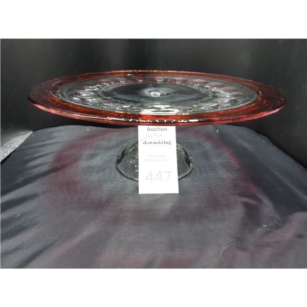 Red Rimmed Cake Stand Cat B