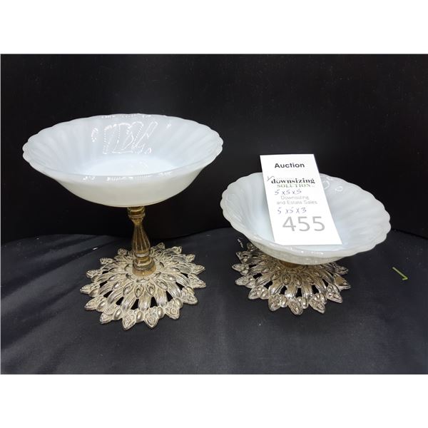 Footed Milk Glass Dishes Cat B