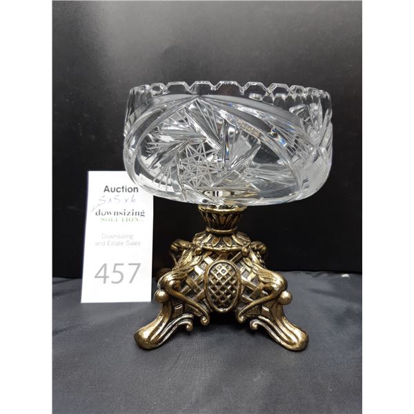 Brass Footed Crystal Bowl Cat B