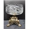 Image 2 : Brass Footed Crystal Bowl Cat B