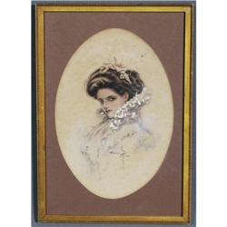 1 HARRISON FISHER Glamour Girl 13"x9" oval wa