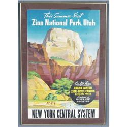 1 RAILROAD TRAVEL POSTER Zion National Park,