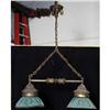 Image 2 : 1 GILT METAL TWO-LIGHT BILLIARDS LIGHT with g