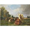 Image 2 : 1 CONSTANCE TROYON Cows in a Meadow 6 1/2"x 8