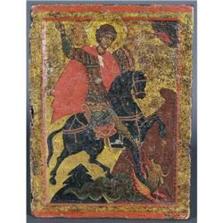 1 BYZANTINE RUSSIAN ICON Saint George and the