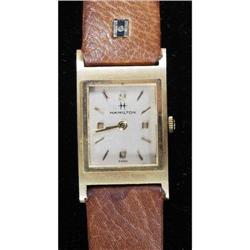 1 14K GOLD HAMILTON WRIST WATCH with leather