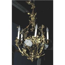 1 FRENCH 8 LIGHT BRONZE CHANDELIER mid-20th c