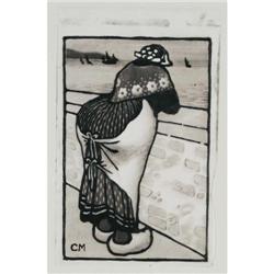 1 CARL MOSER 13"x 8 1/2" Woodblock Print from