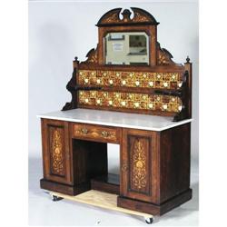 1 EDWARDIAN ROSEWOOD VANITY with marble top a