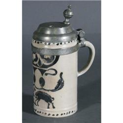 1 GERMAN INCISED STONEWARE STEIN 10" high, 18