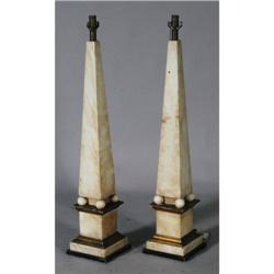 1 PAIR OF ART DECO ALABASTER OBELESK FLOOR LA