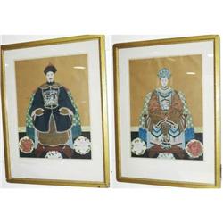 1 PAIR OF CHINESE ANCESTRAL PORTRAITS each 29