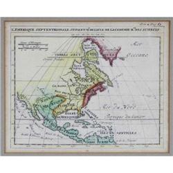 1 MAP OF NORTH AMERICA 5"x6 1/2", 18th centur