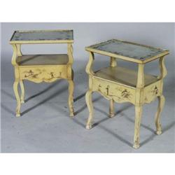 1 PAIR OF VENETIAN STYLE SIDE TABLES with bli