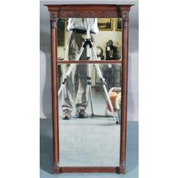 1 FEDERAL MAHOGANY TWO-PART MIRROR with reede