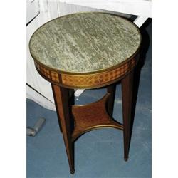 1 FRENCH STYLE PARQUETRY ROUND SIDE TABLE  CO