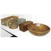 Image 1 : 1 SHELF LOT: maple bowl, slide box, painted p