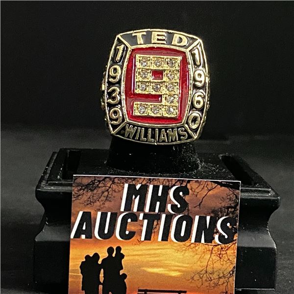 TED WILLIAMS #9 HALL OF FAME 1939-1960 "THE KID" CHAMPIONSHIP REPLICA RING (ref918)