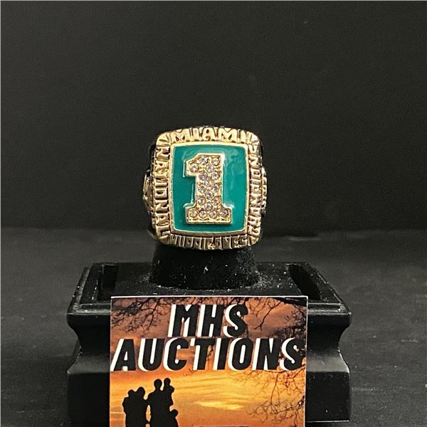 MIAMI HURRICANES CHAMPIONS 1989  MCGUIRE  NATIONAL CHAMPIONSHIP REPLICA RING (ref1056)