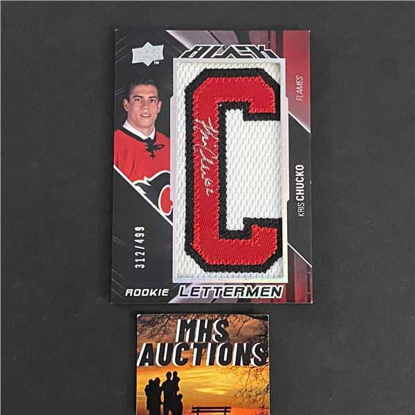 KRIS CHUCKO 2009-10 BLACK ROOKIE LETTERMAN PATCH CARD #312/499 ONLY 499 MADE IN THE WORLD (ref2781)