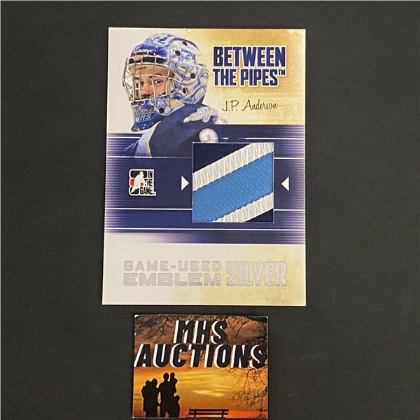 2011 IN THE GAME PATCH CARD J.P ANDERSON HOCKEY CARD (ref2717)