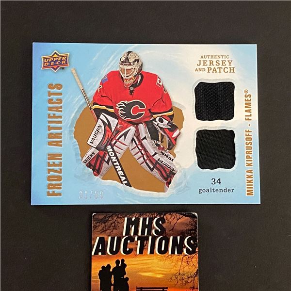 2008-09 FROZEN ARTIFACTS MIIKKA KIPRUSOFF PATCH CARD #31/50 ONLY 50 MADE! (ref2506)