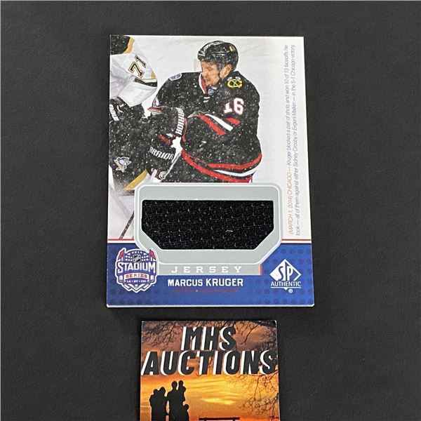 2014-15 U.D SP GAME USED HOCKEY MARCUS KRUGER JERSEY CARD (ref2075)