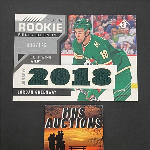 JORDAN GREENWAY MINNESOTA WILD QUAD JERSEY CARD #093 OF 125 MADE! (ref2158)