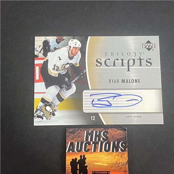 RYAN MALONE PITTSBURGH PENGUINS AUTOGRAPH CARD (ref2329)